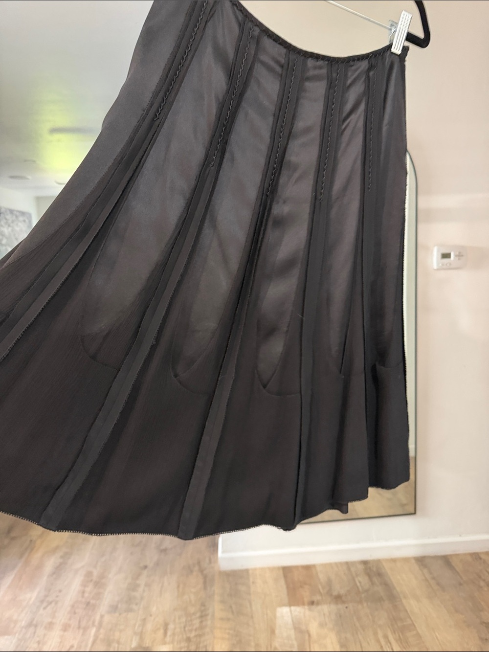 Elie Tahari Black Paneled A-Line Midi Skirt - Picture 4 of 12